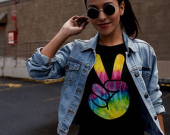 hippie tee, hippie t shirt, peace sign, peace t shirt, mens top, womens top, gift for her, gift for him, t shirt, hippie tee shirt