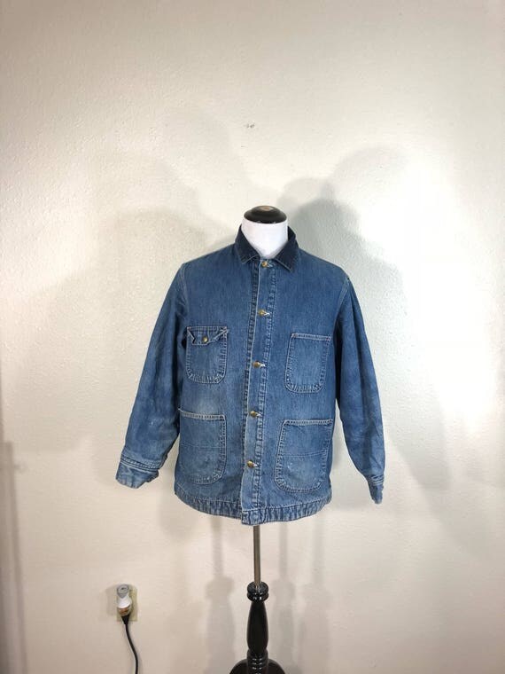 【etsy】 70s vintage sears denim chore jacket with blanket