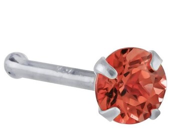 Garnet (January) 950 Platinum Nose Rings Bone (20G - 16G)