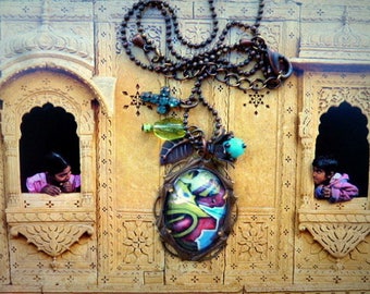 under glass Locket necklace