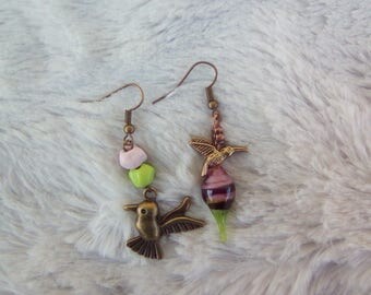 GLASS BEADS EARRING FILE 14 MM AND CHARMS