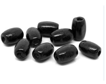 Set of 100 12 mm x 8 mm oval wood beads