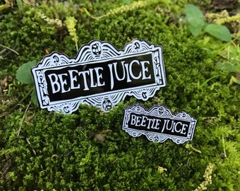 Beetlejuice Black and White Enamel Pin