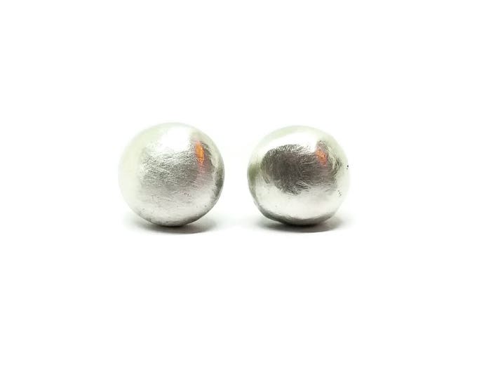 Solid Sterling Silver Sphere Earrings, Silver Ball Stud Earrings, Unique Birthday Gift, Gift for Her, One of a Kind
