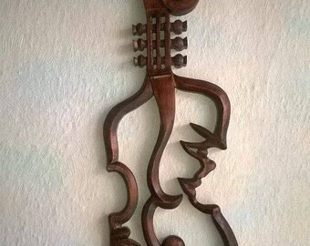 23 inches violin, Wood carving violin, Violin, Wooden violin, Hand made Violin, Wedding violin, Carving wall violin