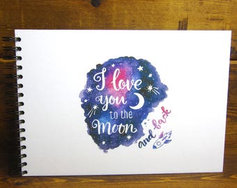 A3/A4 White, I Love You to the Moon & Back Scrapbook Photo Album Memory Keepsake