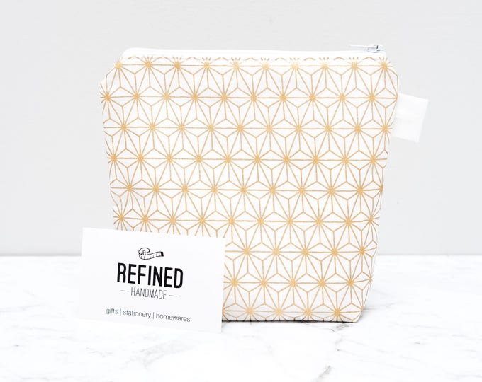 Metallic Gold Makeup Bag - make up bag - toiletry bag - cosmetic bag - cosmetic pouch - zipper pouch