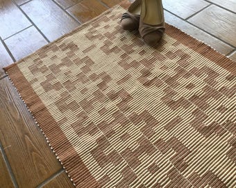 kitchen mat - bath mat - kitchen rug - washable rug - entryway rug - handwoven rug - handwoven - brown cotton rug - rustic - lodge decor