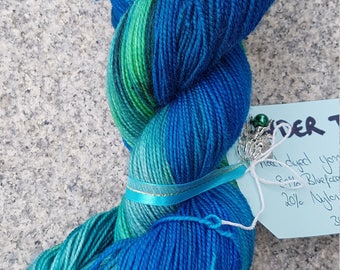 Hand dyed sock yarn BFL 100g . Under The Sea . Limited edition