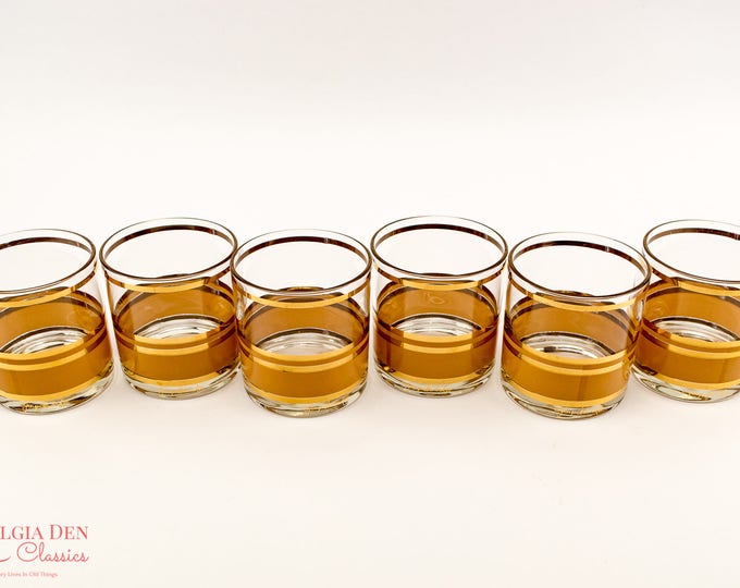 MCM Lowball Glasses | Vintage Georges Briard Signed Glasses | Lowball Glass Set Of 6