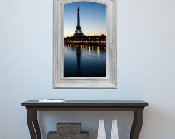 3D Window Wall Decal, Eiffel Tower Evening Sunset, Paris Bedroom Decor, Window Wall Decal, Paris Decor, Paris Wall Art, Vinyl Sticker Mural