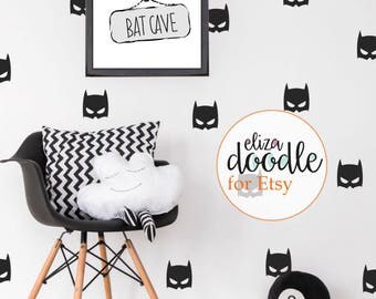 Batman wall decals for boys / bat mask / superhero wall stickers / batman bedroom / boys wallpaper / Vinyl Stickers / fake wallpaper