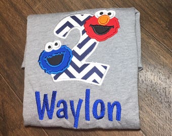 Elmo Birthday Shirt, Cookie Monster Birthday Shirt, Birthday Shirt for Boys, 2nd Birthday Shirt, Sesame Street Birthday Party,