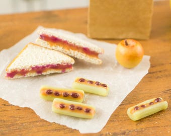 Brown Bag Lunch with Peanut Butter and Jelly Sandwich - School Lunch - 1:12 Dollhouse Miniature