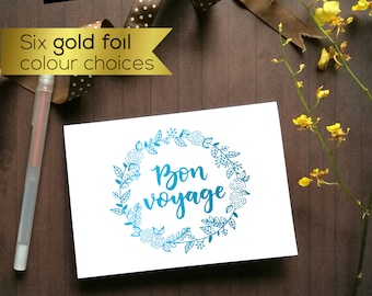 Goodbye card, Bon Voyage card, farewell card. Farewell gift, moving away card. Gold foil card, holographic silver card