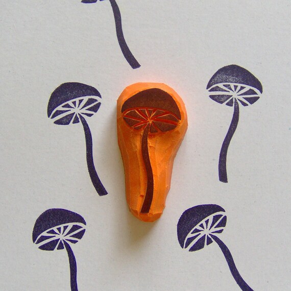 Mushroom Stamp Mushroom rubber stamp woodland stamp