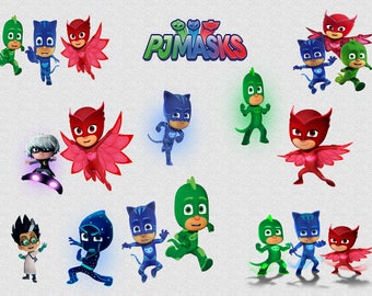 PJ MASKS CLIPART, 18 High Quality Png Images with Transparent Backgrounds, 300 dpi
