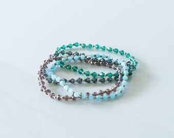 Elastic BRACELETS beads Swarovski - best friend gift- elastique- glass bead - colorfull