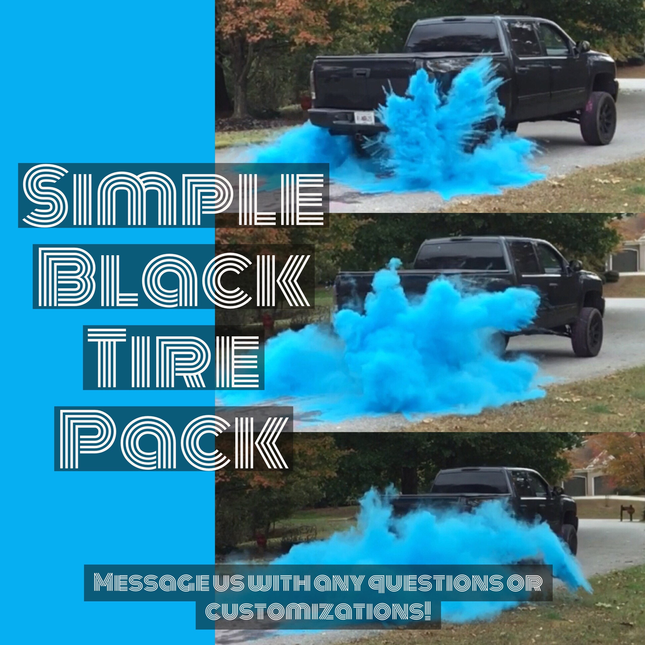 BURNOUT Gender Reveal Simple Black Tire Pack for Peel Outs, Burnouts