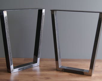Trapezoid steel table legs, table base, desk legs, desk base (SET OF 2)