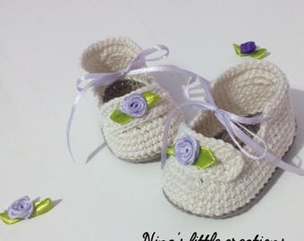 crochet baby shoes with cotton yarn