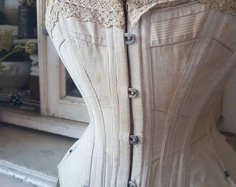 Antique wasp waist corset in 1900, 1890, vintage corset