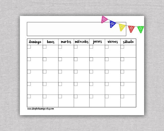 Spanish Printable Calendar Template Calendario Mensual