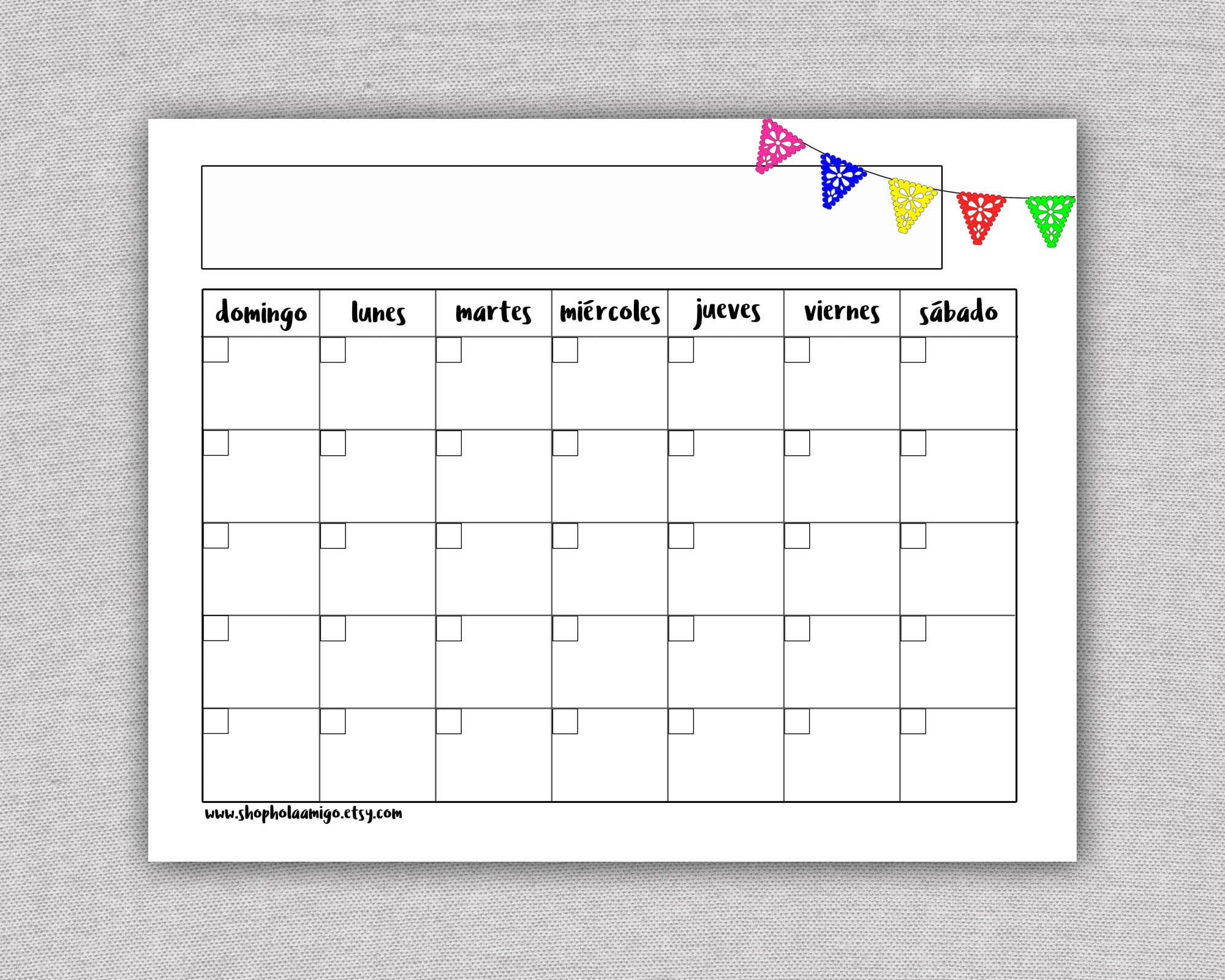 spanish printable calendar template calendario mensual