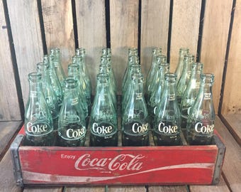 Vintage Coca Cola Crate with Bottles, Coca Cola, vintage Coke Crate
