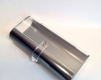 silver clear clutch bag