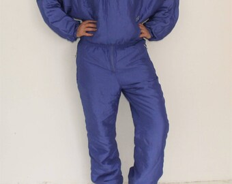 Vintage One Piece Ski Suit 80s Purple Snowsuit Hipster Winter Wear Purple Snow Gear Jumpsuit Snowboard Suit Made in Italy Medium to Large
