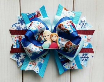 Frozen Hair Bow/Frozen Hair Clip/Elsa & Anna Hair Bow/Elsa and Anna Hair Bow/Elsa and Anna Hair Clip/Princess Hair Bow/Character Hair Bow