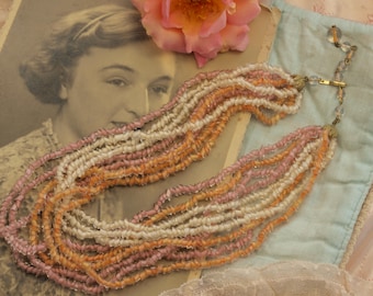 Vintage glass multi strand necklace