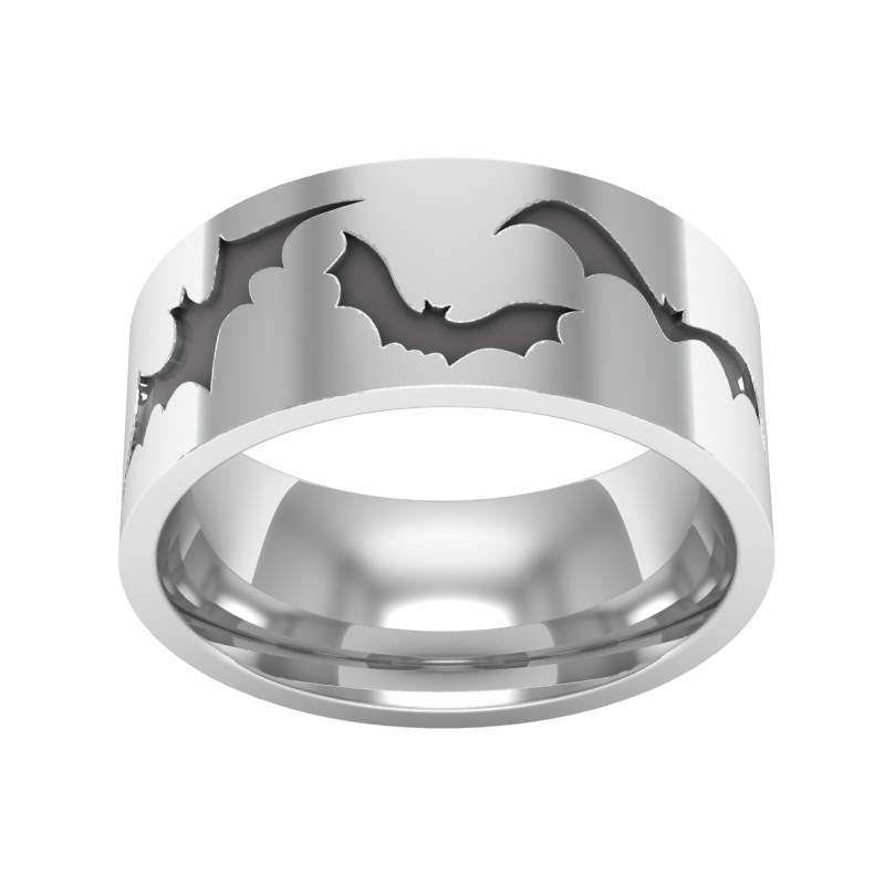 Flying Bat Band Ring Bat Ring Silver Band Ring Bat Wedding