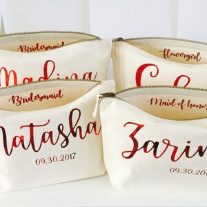 Bridesmaid makeup bag wedding gift bags personalised makeup bag cosmetic bag