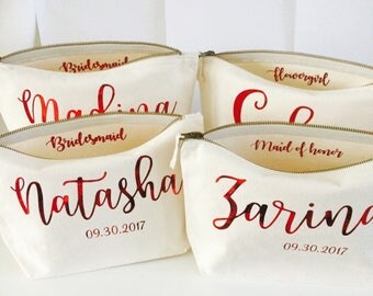 Bridesmaid makeup bag wedding gift bags personalised makeup bag cosmetic bag