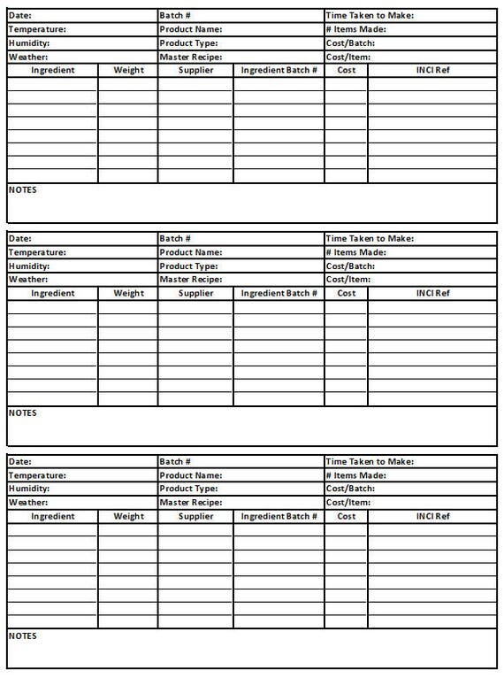 Soap Batch Record Printable Digital Download from LatherAndFrisk on ...