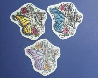 Butterfly patch, bones patch, skull patch, skeleton patch