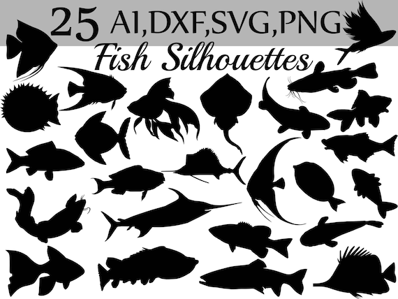 Download SVG Fish clipart: FISH SILHOUETTES Black fish
