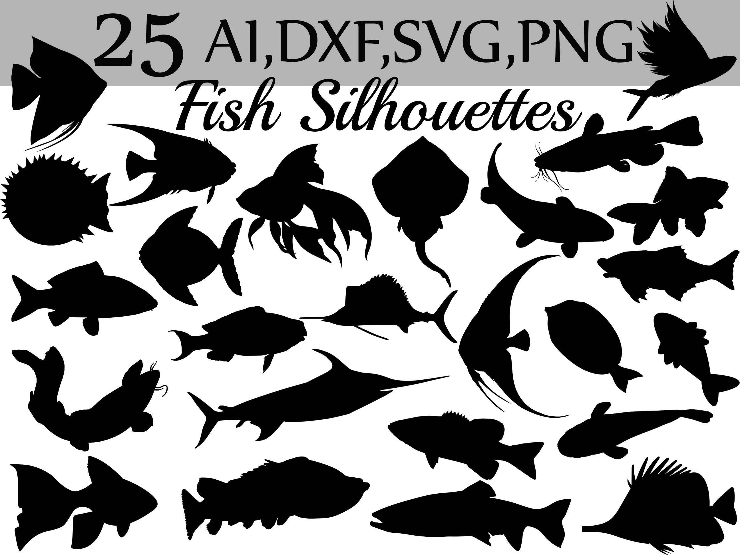Download SVG Fish clipart: "FISH SILHOUETTES" Black fish clipart ...