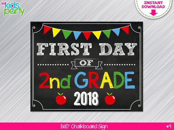 INSTANT DOWNLOAD First Day of 2nd grade School Sign Print Yourself ...