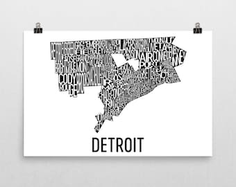 Detroit Wall Art detroit map art print detroit city map of detroit art poster Detroit Wall Art detroit map art print detroit city map of detroit art poster