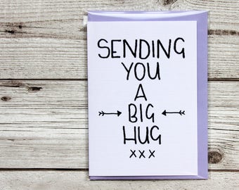 Big hug card, thinking of you card, minimalist long distance card, sending a hug card, sending love card, friendship hug card, miss you card
