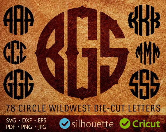 Western Monogram Svg Western Circle Font Svg Western Monogram
