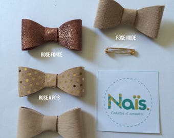 Pink leather knot brooch