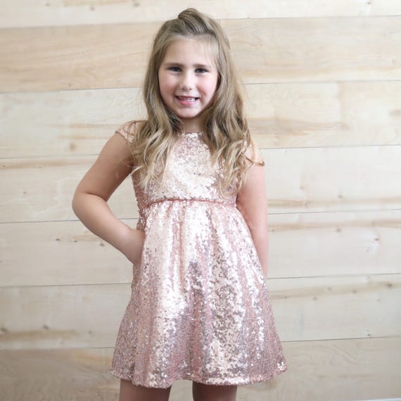 Rose Gold Sequin Flower Girl Dress Blush Rose Gold Sequin Flower Girl Dress Blush