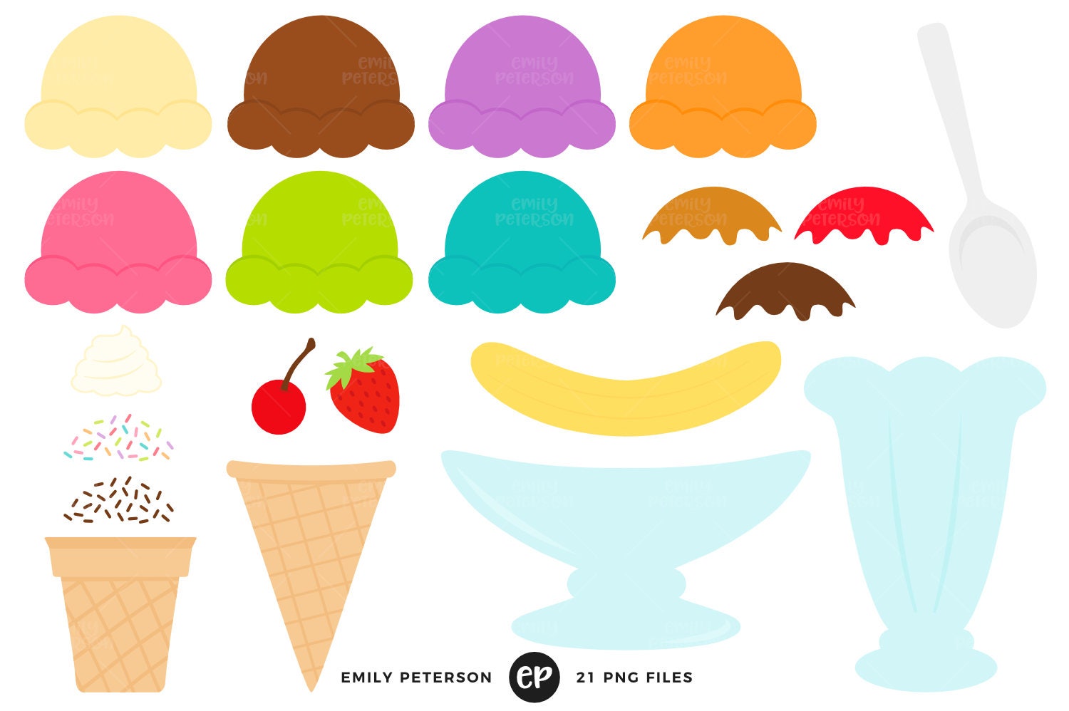 Ice Cream Sundae Clip Art Ice Cream Kit Clipart Build Your