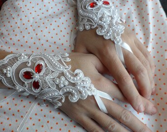Any color Lace Wedding Gloves Rhinestone gloves Victorian Clothing Vampire Gloves Gothic accessories gift for bride