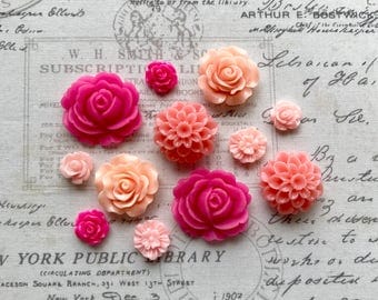 12 Pink Flower Magnets, Decorative Magnets, Floral Magnets, Kitchen Fridge Magnets, Home Office Decor, Magnet Board