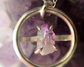 Sterling Silver Raw Amethyst Crystal Necklace